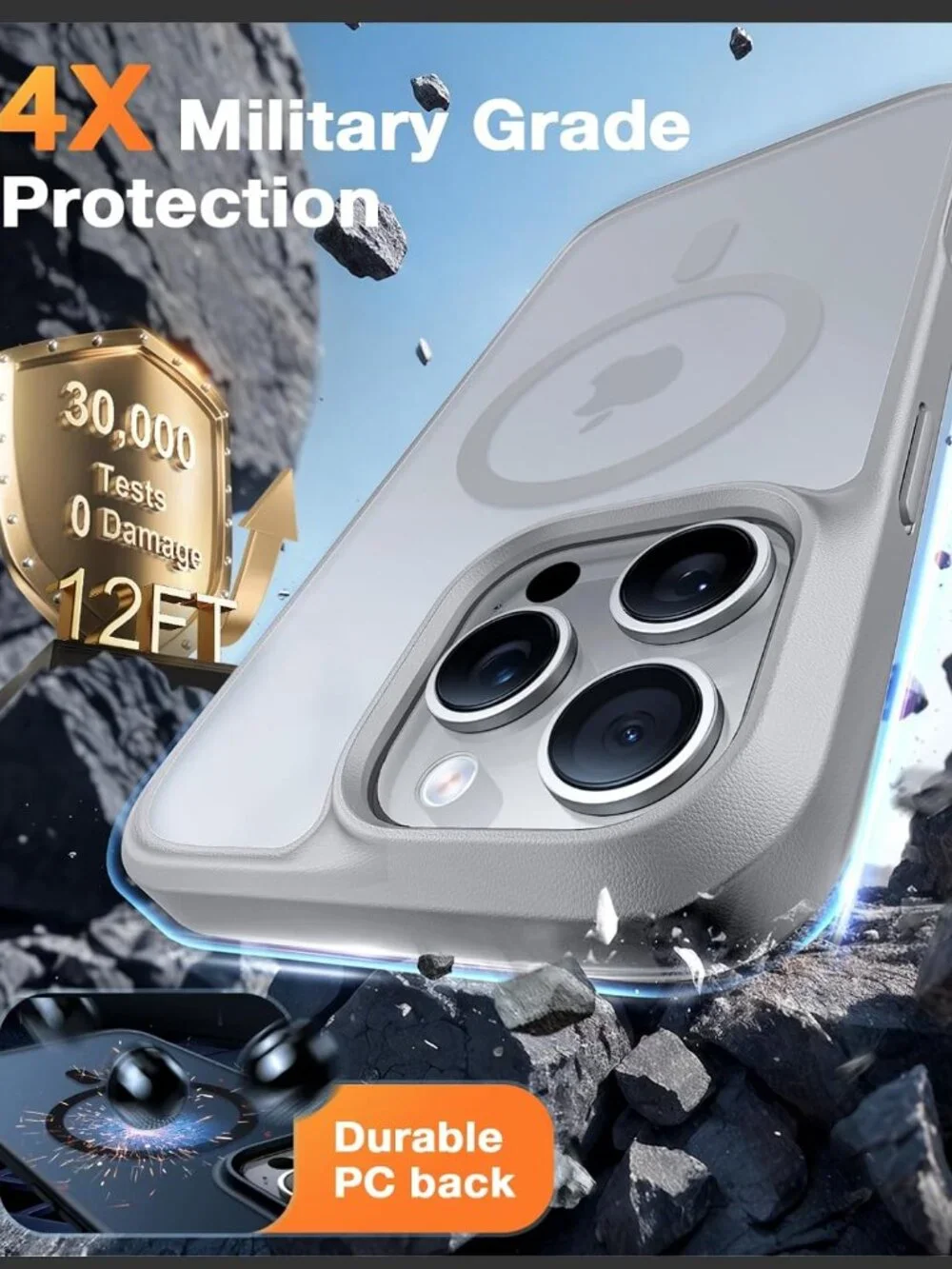 TORRAS Stronger Magnetic Case for iPhone 16 Pro, 12-FT Drop Protection